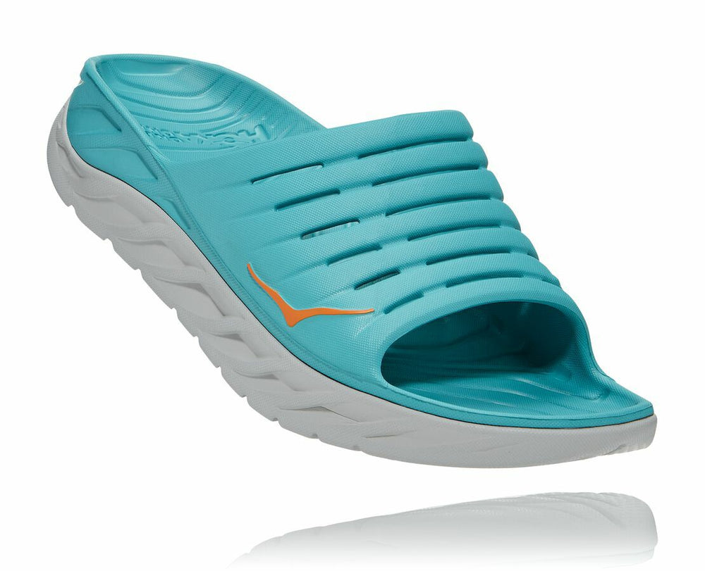 HOKA|Men's ORA Recovery Slide Aquarelle / Blazing Orange