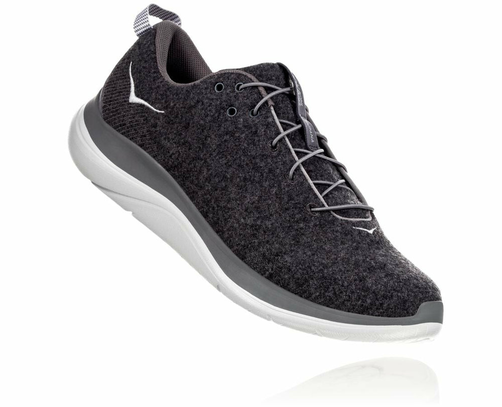 HOKA|Men's Hupana Flow Wool Dark Shadow / Charcoal Gray