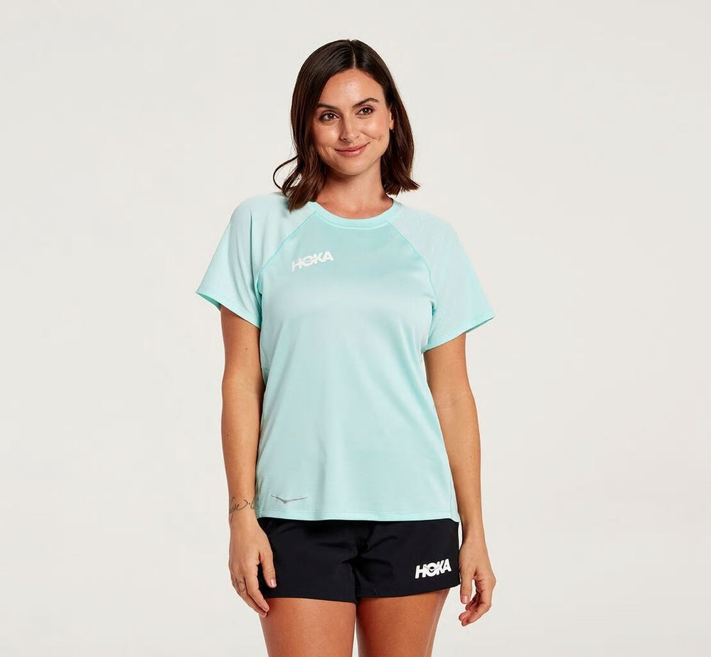 HOKA|Women's Performance Short Sleeve Blue Tint
