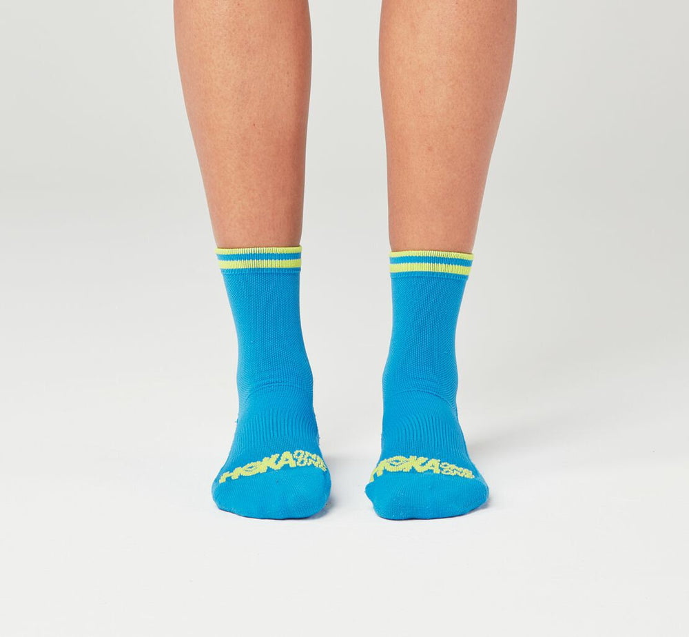 HOKA|All Gender Performance Crew Sock Diva Blue / Citrus