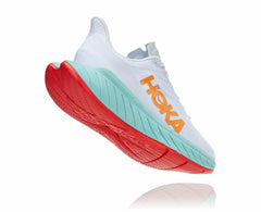 HOKA|Women's Carbon X 2 White / Blazing Orange