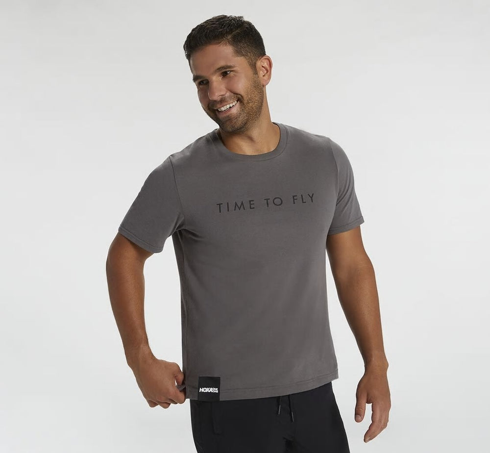 HOKA|Men's Brand Tee Charcoal