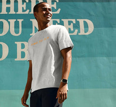 HOKA|Men's Brand Tee Heather Grey / Persimmon Orange
