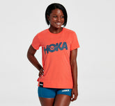 HOKA|Women's Brand Tee Hot Coral