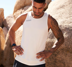 HOKA|Men's Singlet White