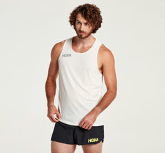 HOKA|Men's Singlet White