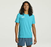 HOKA|Men's Performance Short Sleeve Scuba Blue