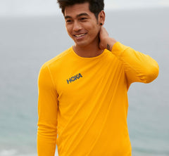 HOKA|Men's Performance 3/4 Sleeve Saffron