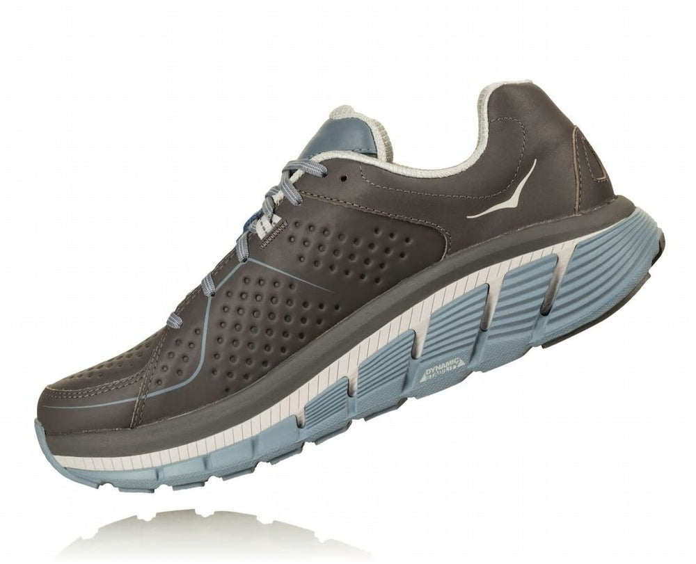 HOKA|Women's Gaviota Leather Charcoal / Tradewinds