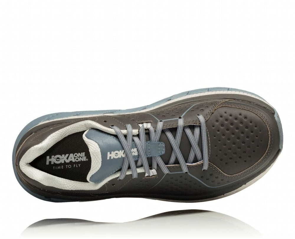 HOKA|Women's Gaviota Leather Charcoal / Tradewinds