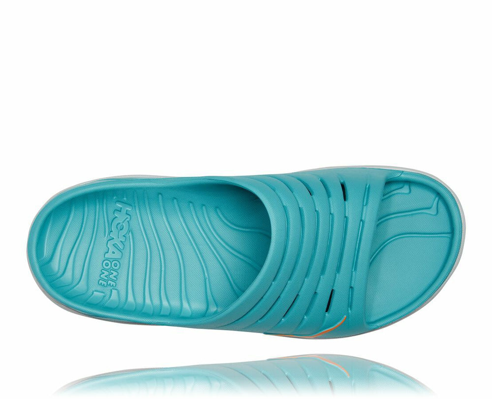 HOKA|Men's ORA Recovery Slide Aquarelle / Blazing Orange