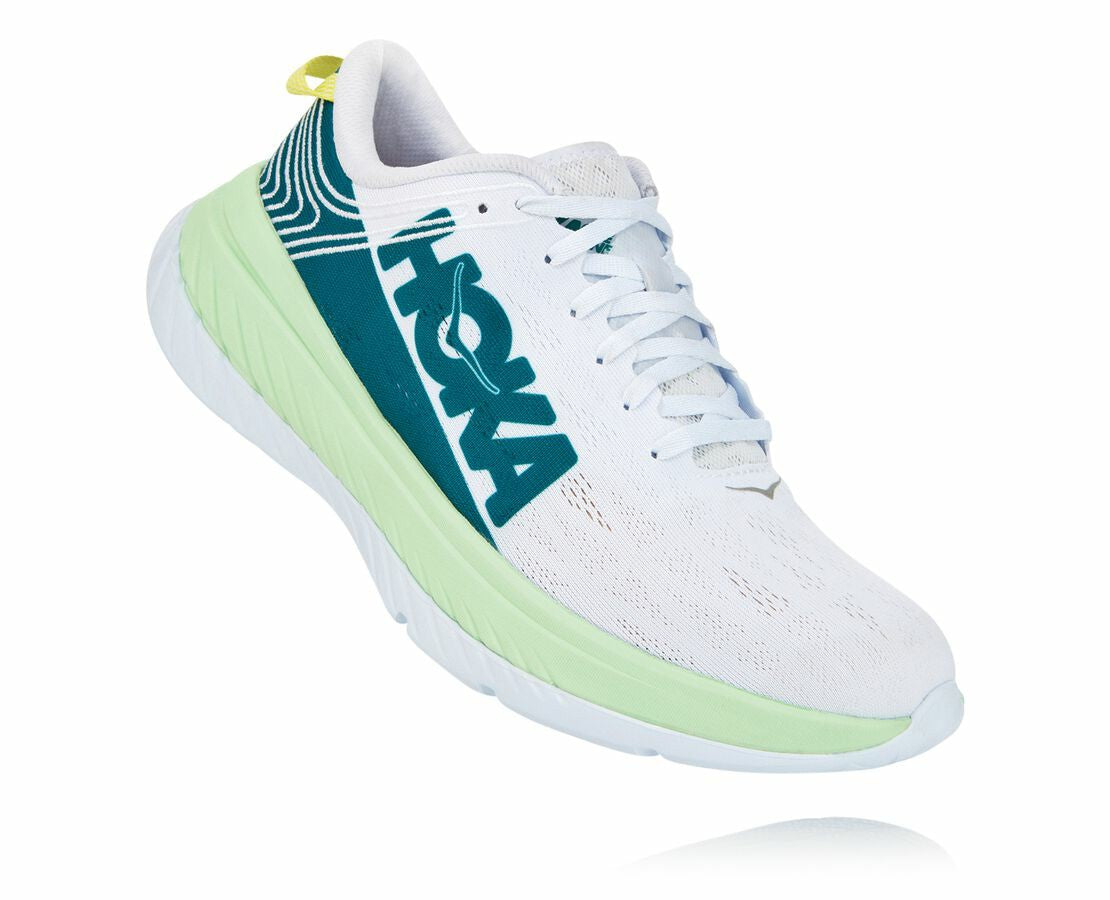 HOKA|Men's Carbon X Green Ash / White