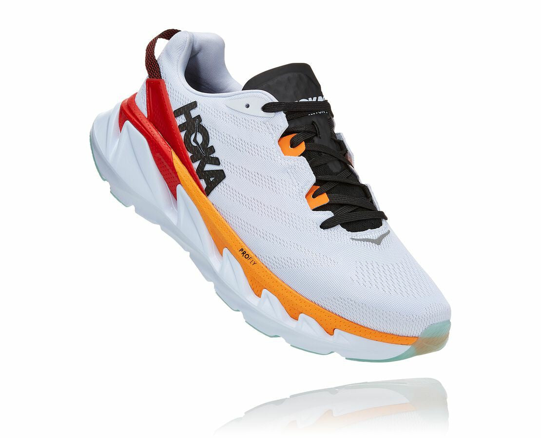 HOKA|Men's Elevon 2 White / Blazing Orange