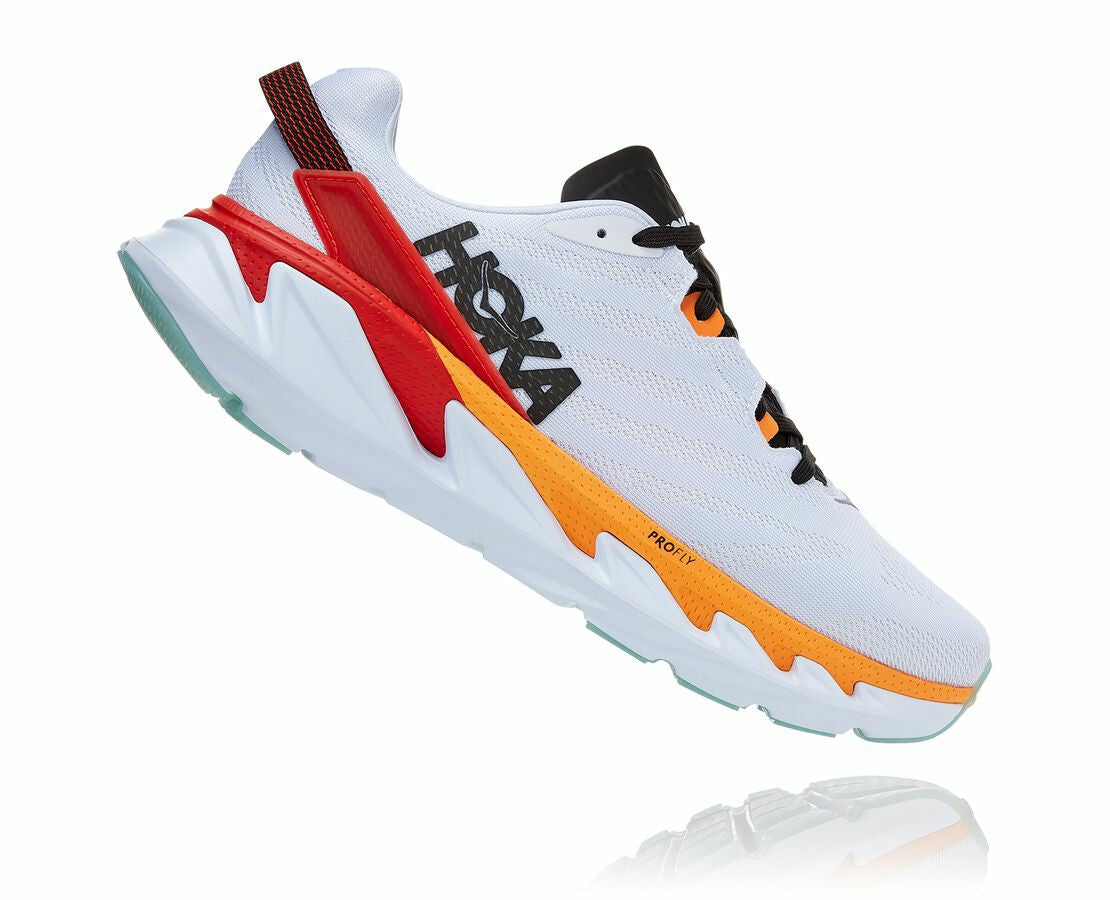 HOKA|Men's Elevon 2 White / Blazing Orange