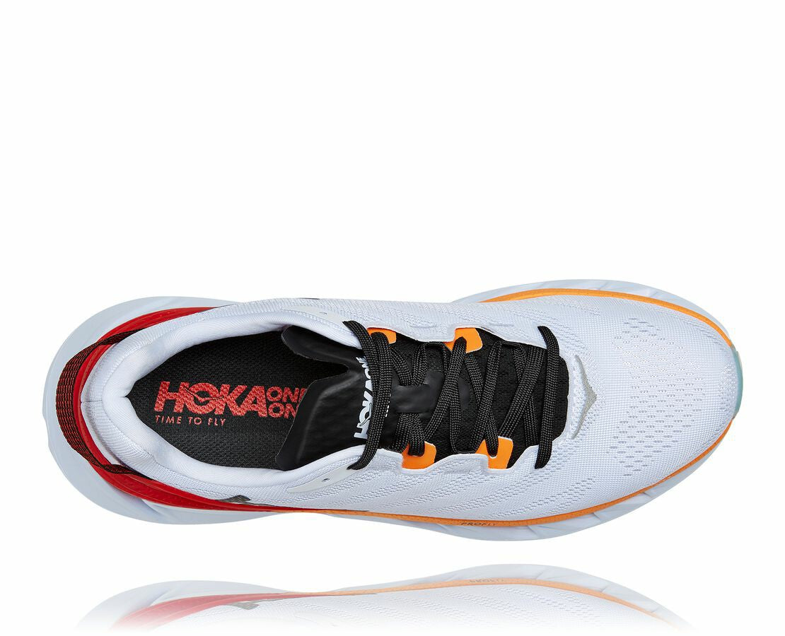 HOKA|Men's Elevon 2 White / Blazing Orange