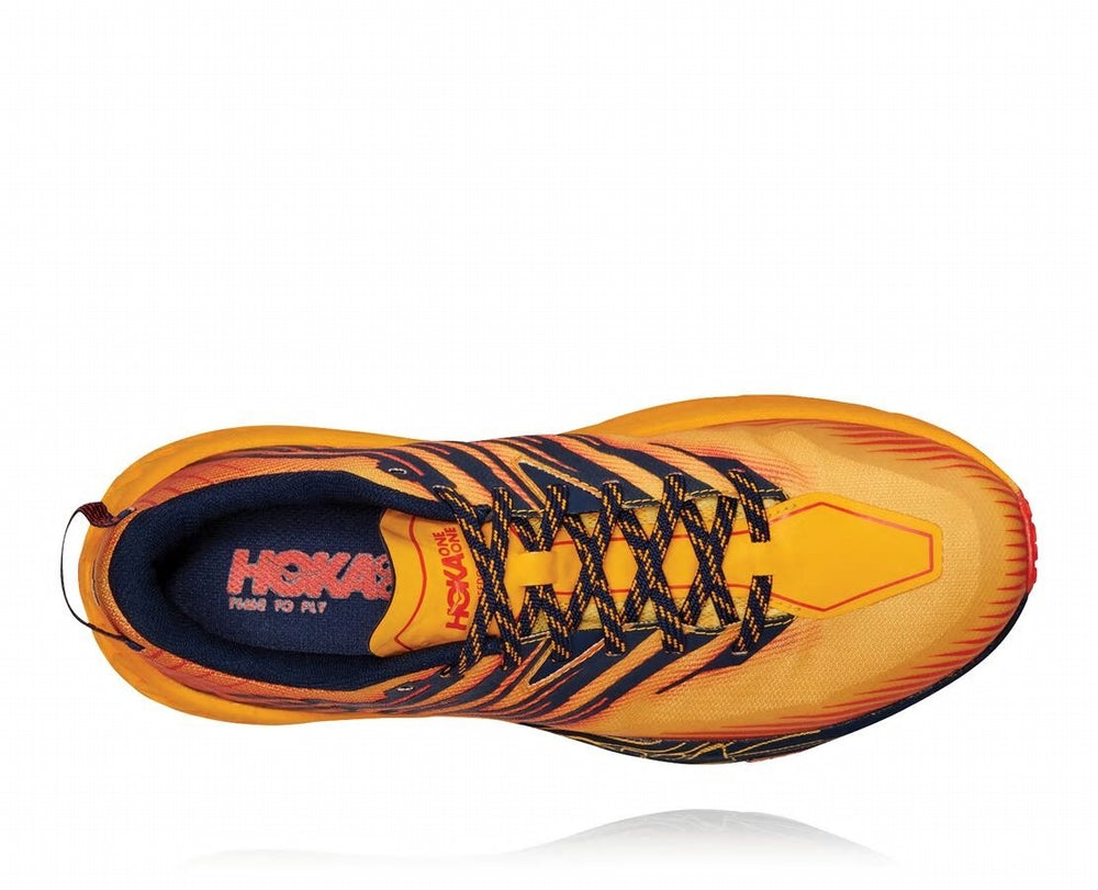 HOKA|Men's Speedgoat 4 Gold Fusion / Black Iris