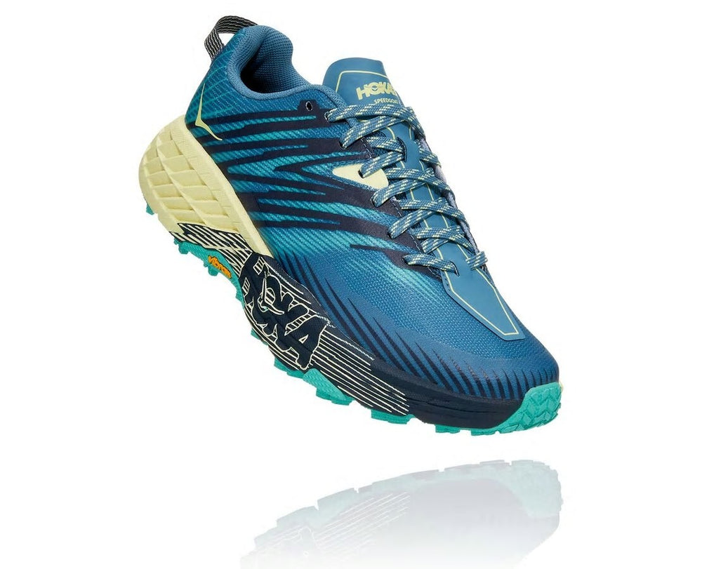 HOKA|Women's Speedgoat 4 Provincial Blue / Luminary Green