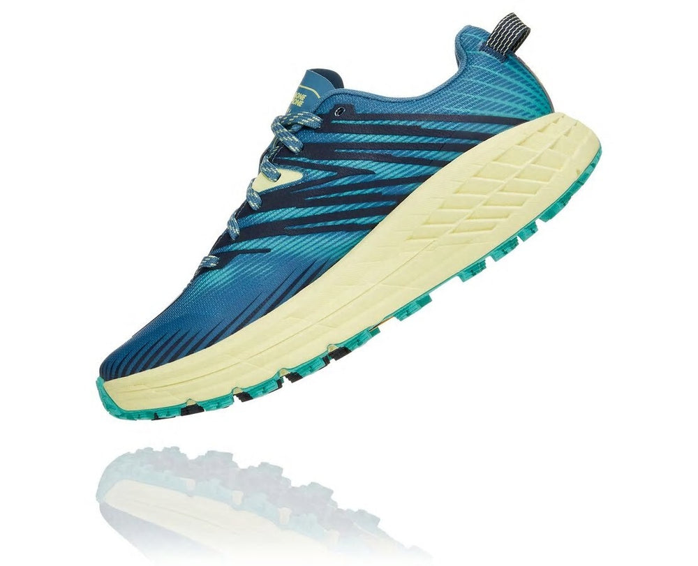 HOKA|Women's Speedgoat 4 Provincial Blue / Luminary Green