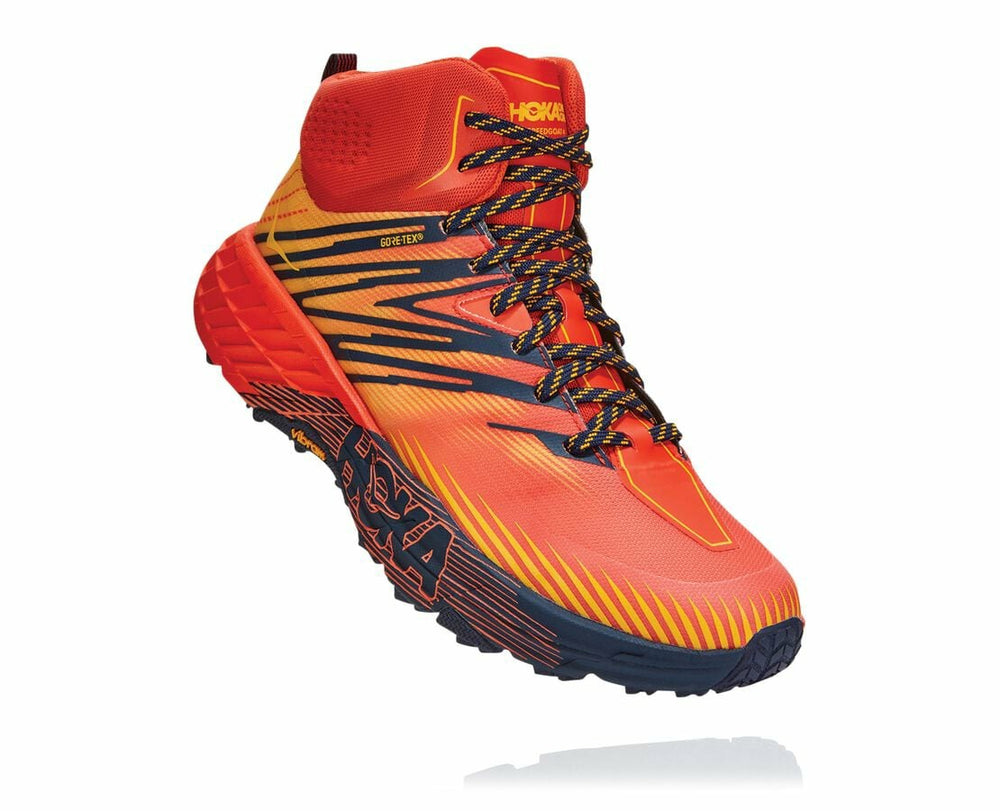 HOKA|Men's Speedgoat Mid GORE-TEX 2 Mandarin Red / Gold Fusion