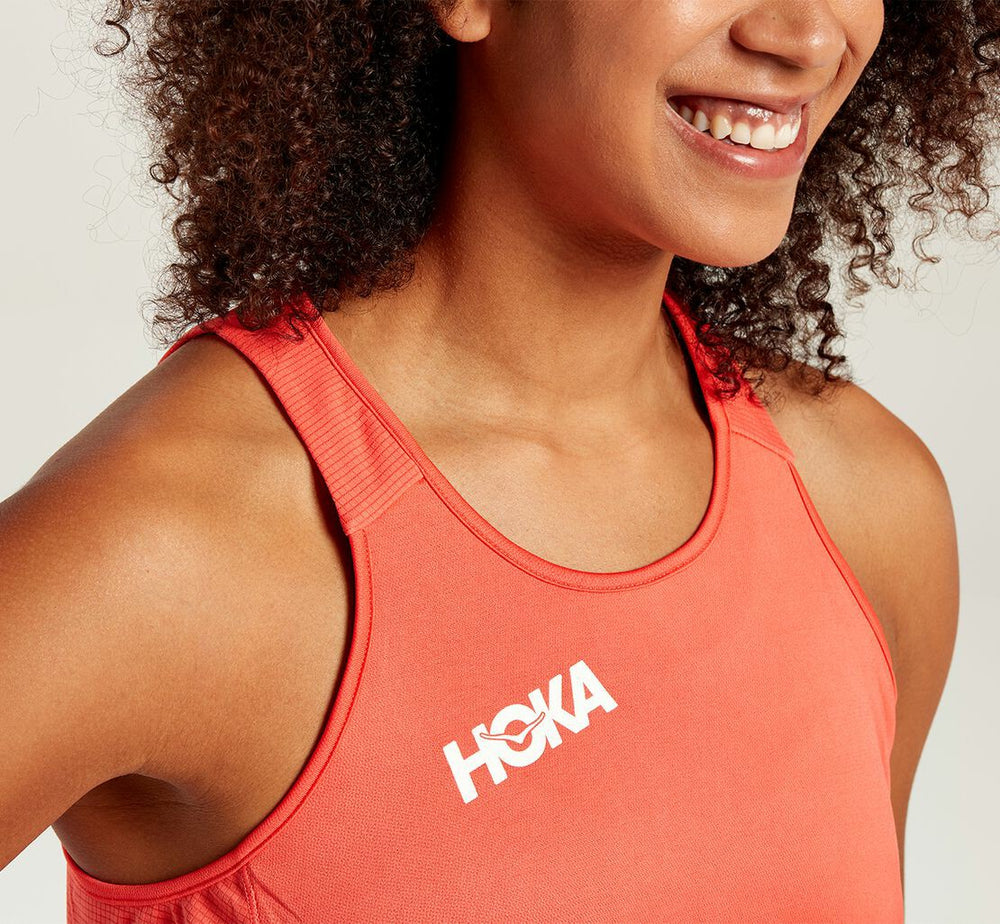 HOKA|Women's Performance Tank Hot Coral