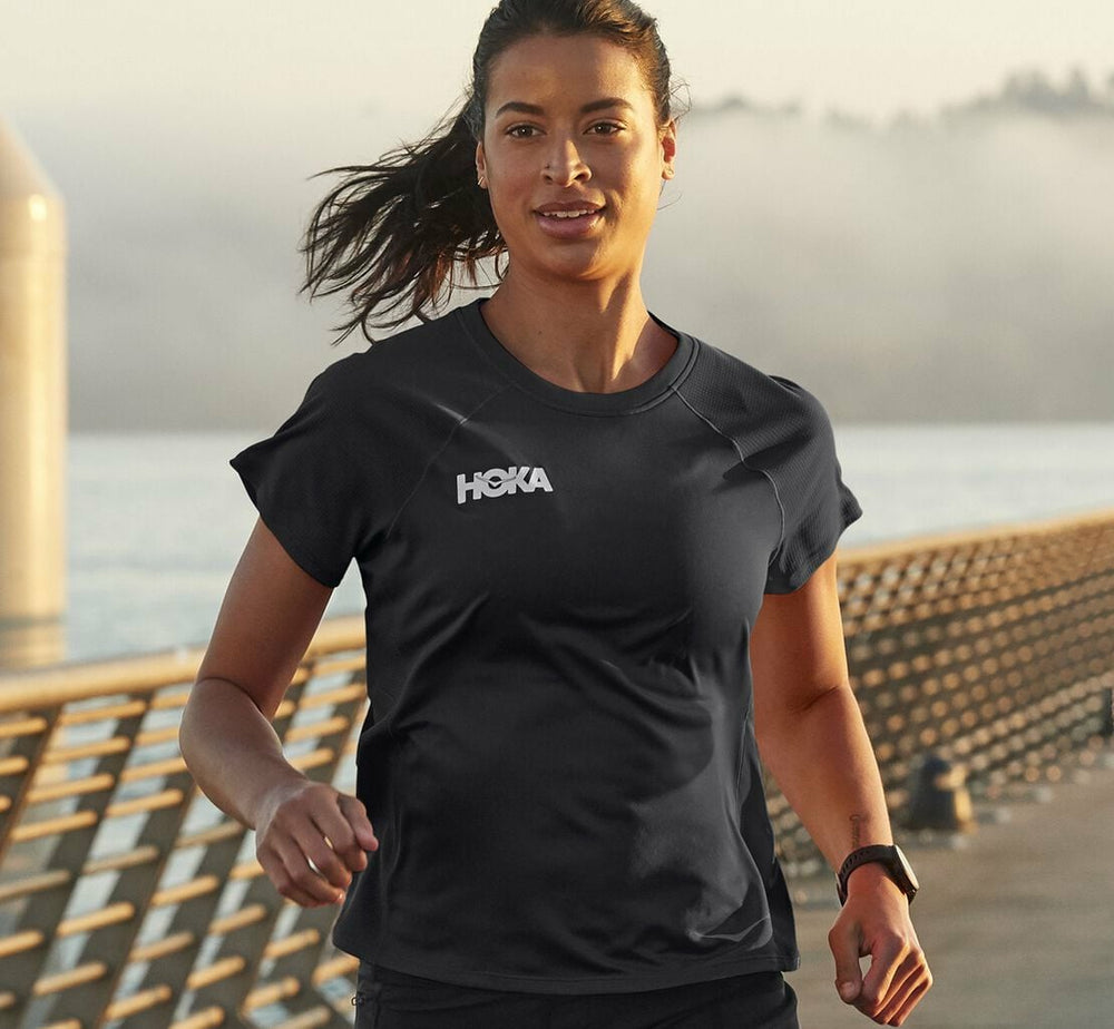 HOKA|Women's Performance Short Sleeve Black