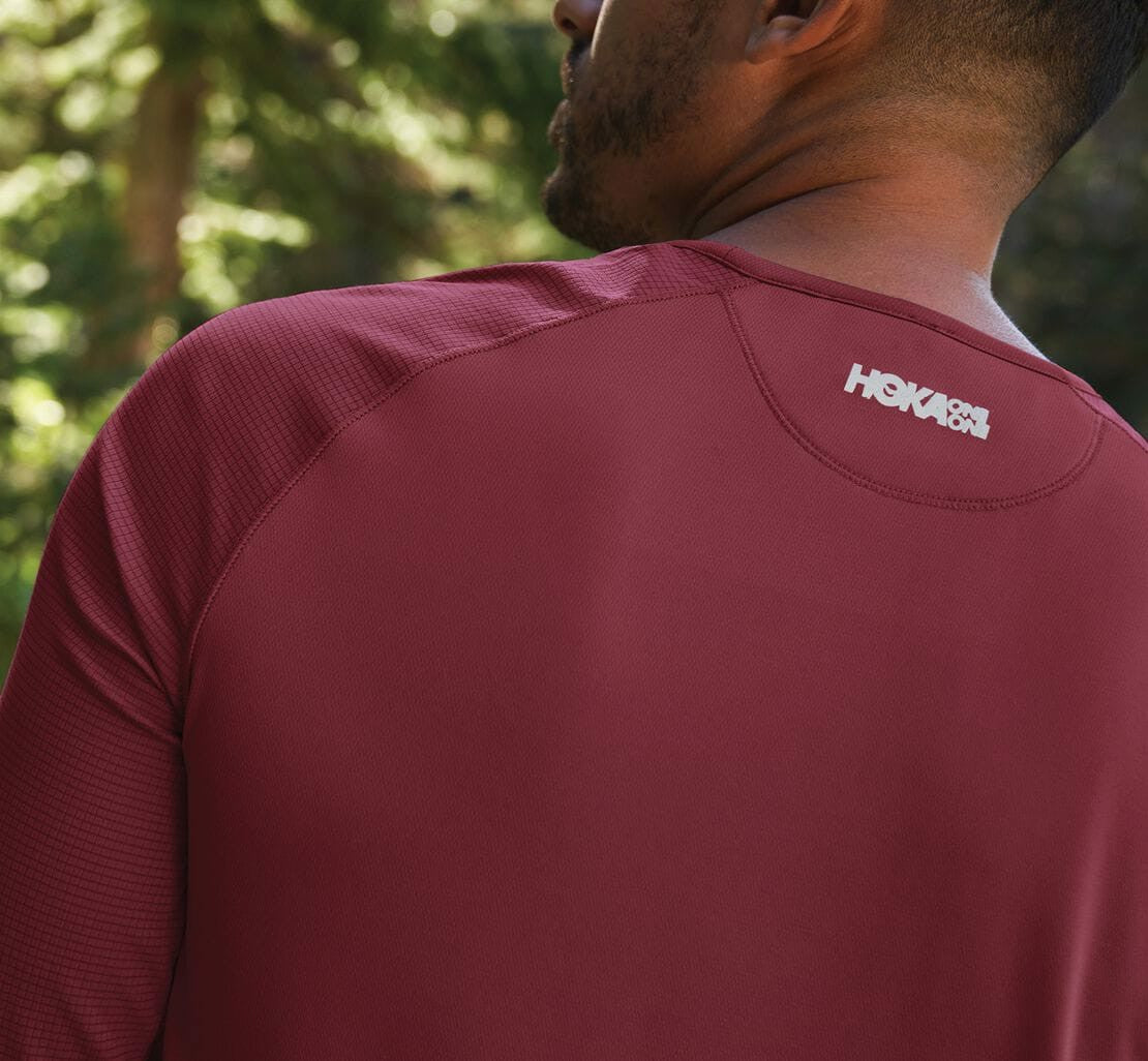 HOKA|Men's Performance Long Sleeve Cordovan