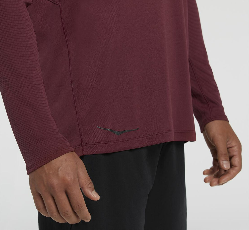 HOKA|Men's Performance Long Sleeve Cordovan
