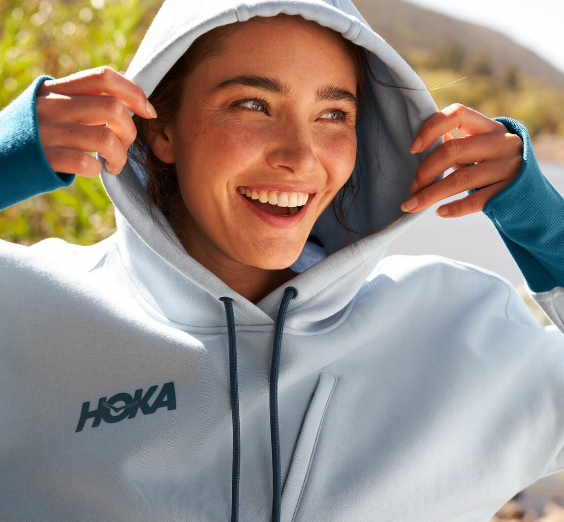 HOKA|Women's Hoodie Blue Fog