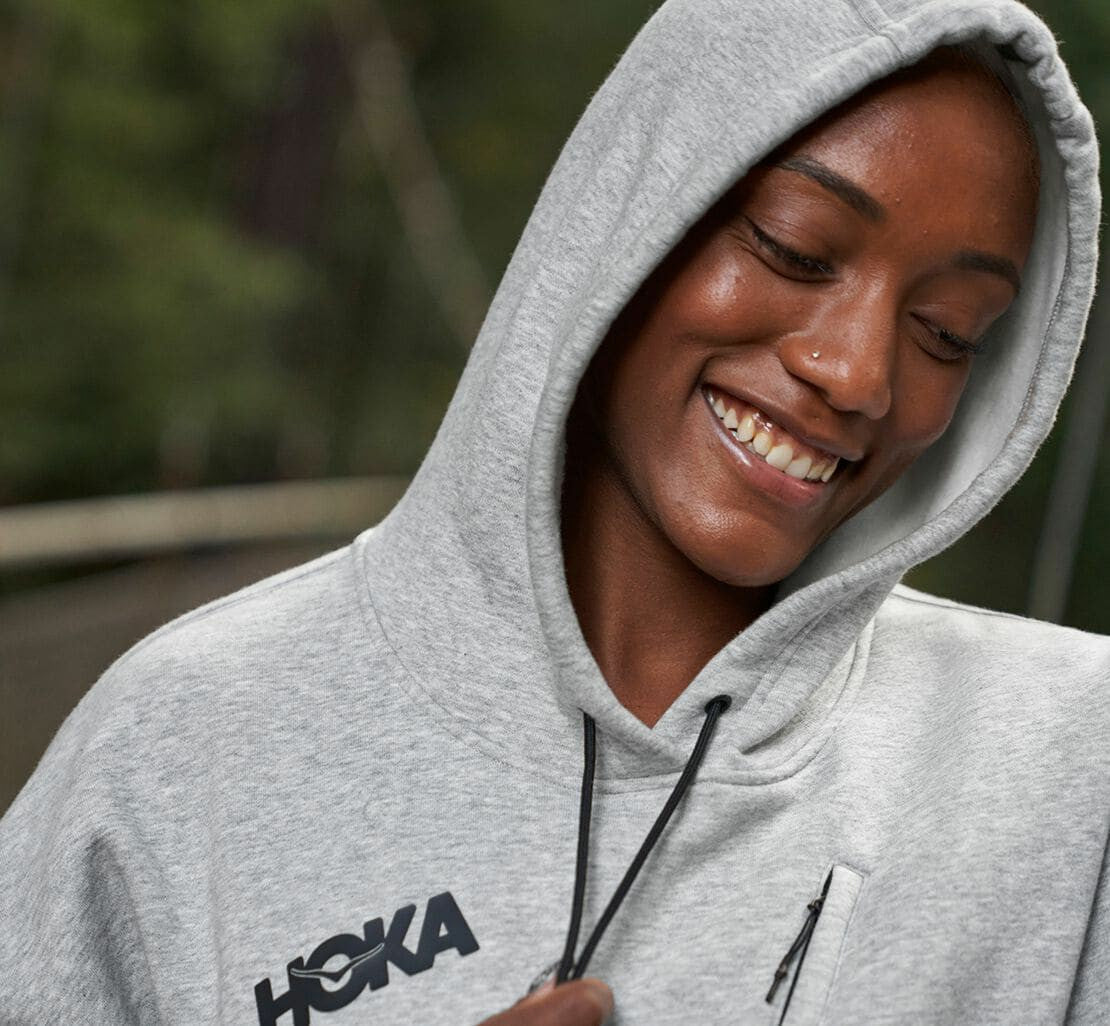 HOKA|Women's Hoodie Heather Grey