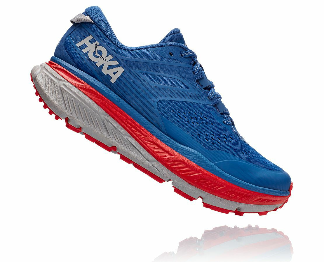 HOKA|Men's Stinson Atr 6 Dark Blue / High Risk Red