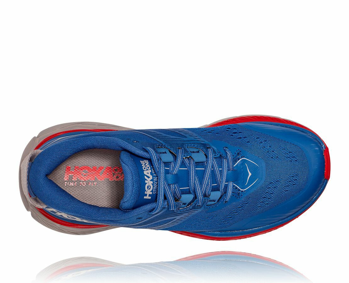 HOKA|Men's Stinson Atr 6 Dark Blue / High Risk Red