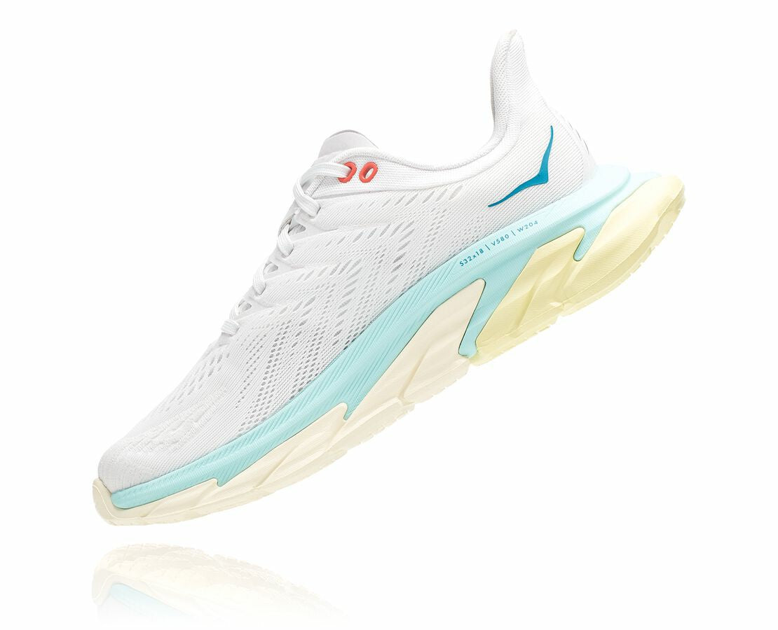 HOKA|Women's Clifton Edge Blanc De Blanc / Blue Tint