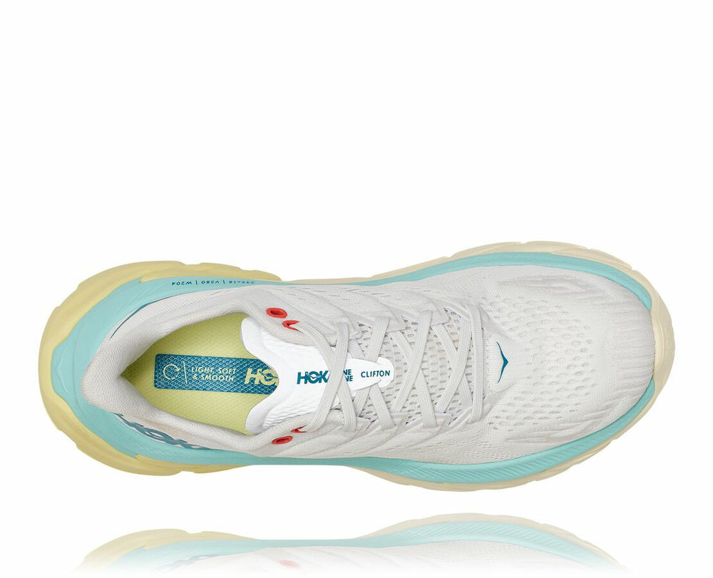 HOKA|Women's Clifton Edge Blanc De Blanc / Blue Tint