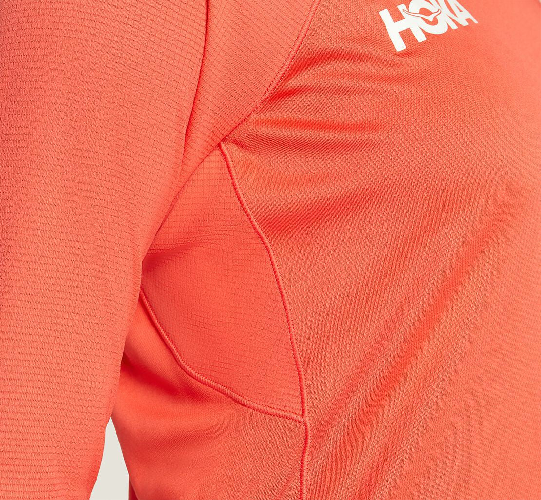 HOKA|Women's Performance 3/4 Sleeve Hot Coral