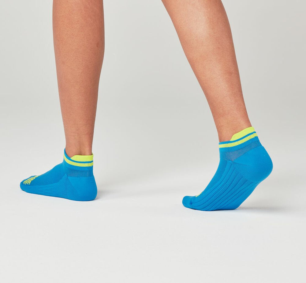 HOKA|All Gender Performance No-Show Sock Diva Blue / Citrus