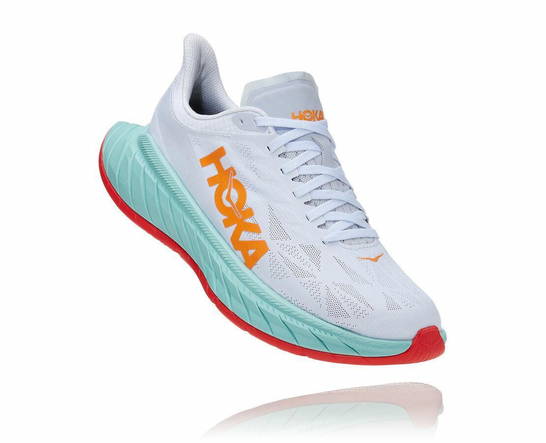 HOKA|Men's Carbon X 2 White / Blazing Orange