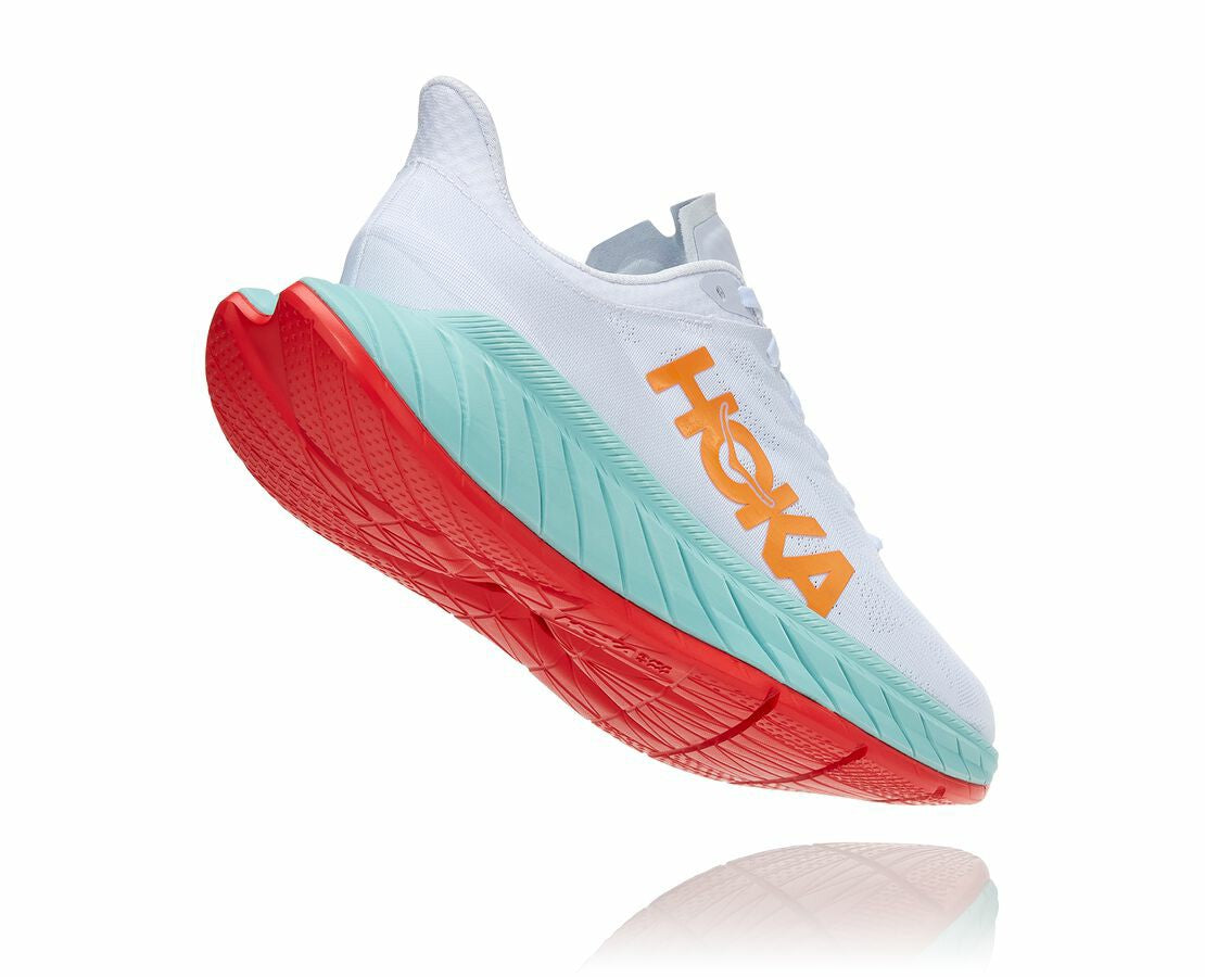 HOKA|Men's Carbon X 2 White / Blazing Orange