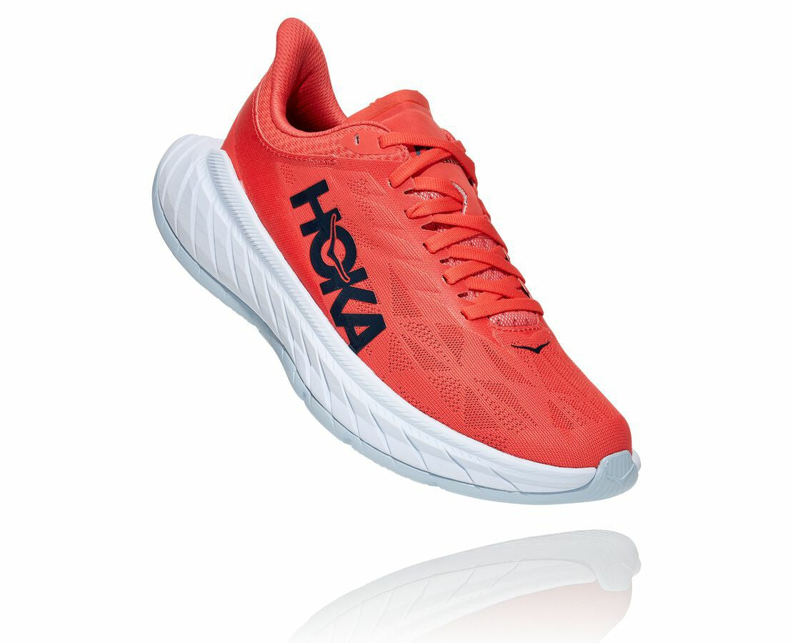 HOKA|Women's Carbon X 2 Hot Coral / Black Iris