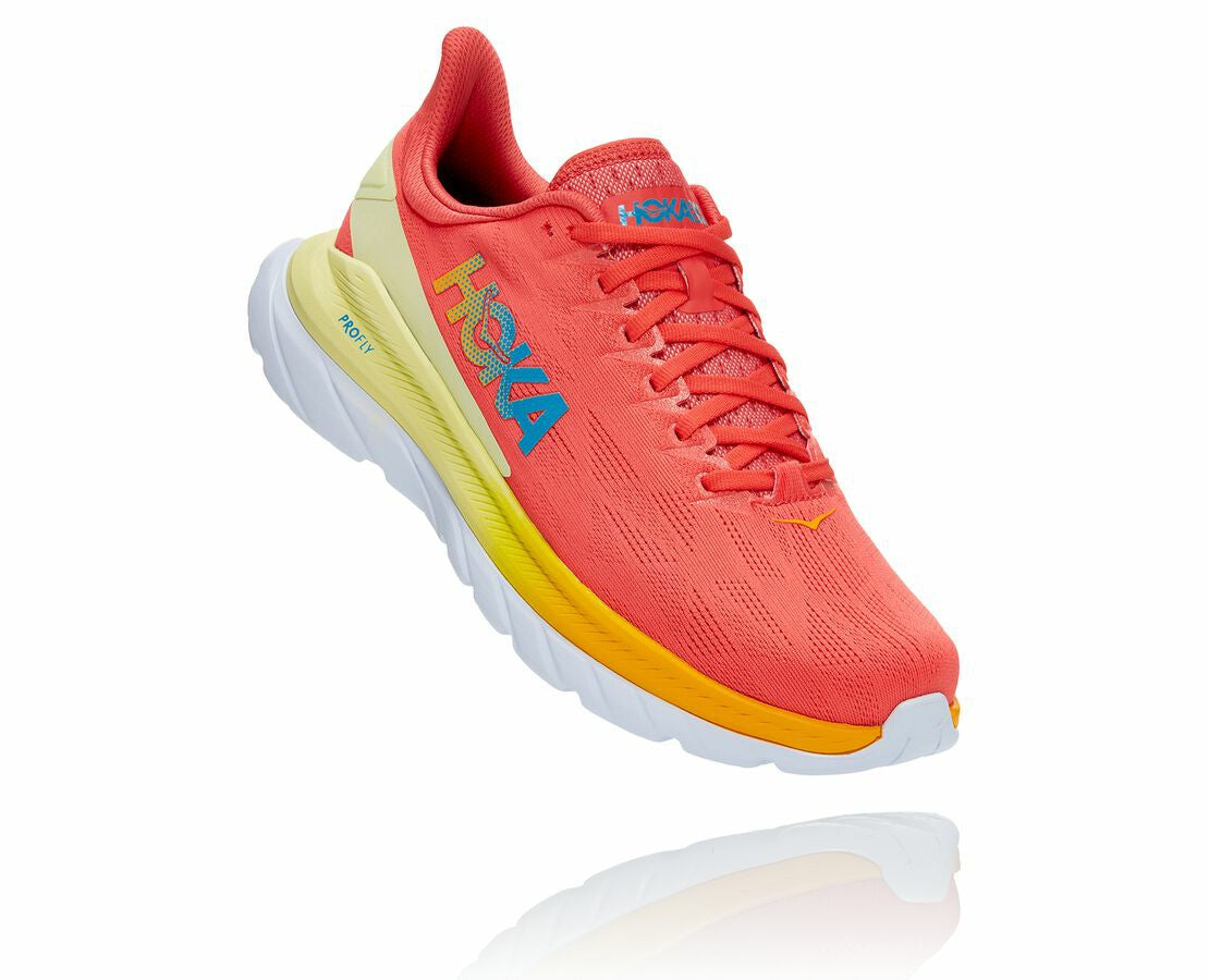 HOKA|Men's Mach 4 Hot Coral / Saffron