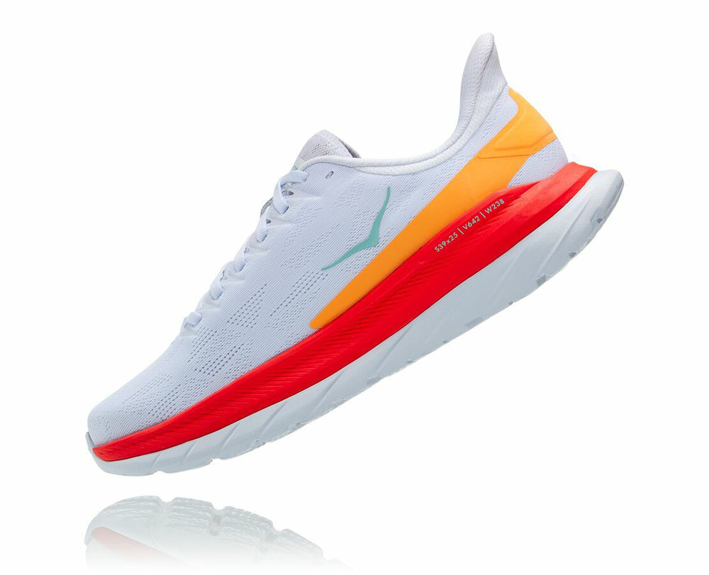 HOKA|Men's Mach 4 White / Fiesta