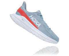 HOKA|Women's Mach 4 Blue Fog / Hot Coral
