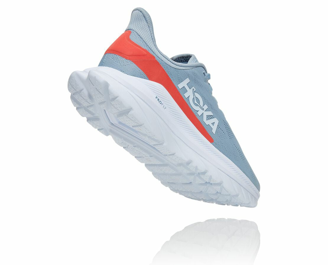 HOKA|Women's Mach 4 Blue Fog / Hot Coral