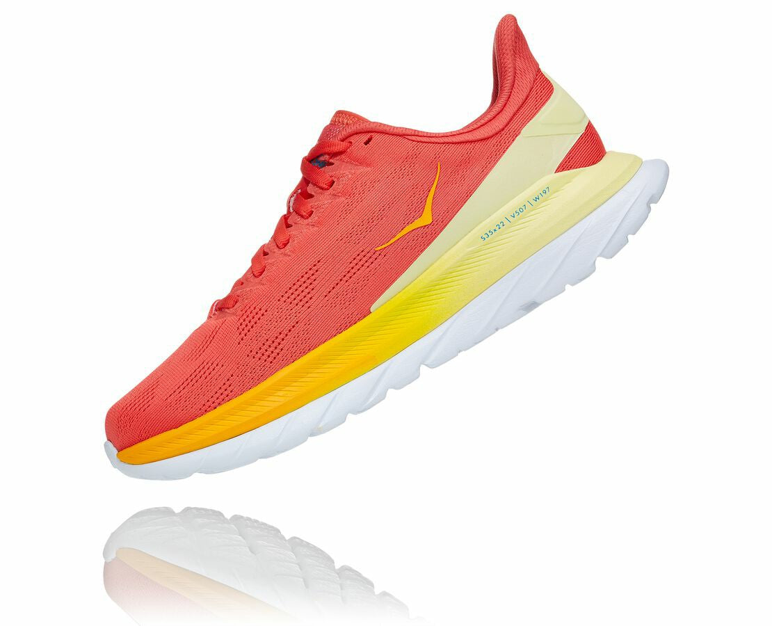 HOKA|Women's Mach 4 Hot Coral / Saffron
