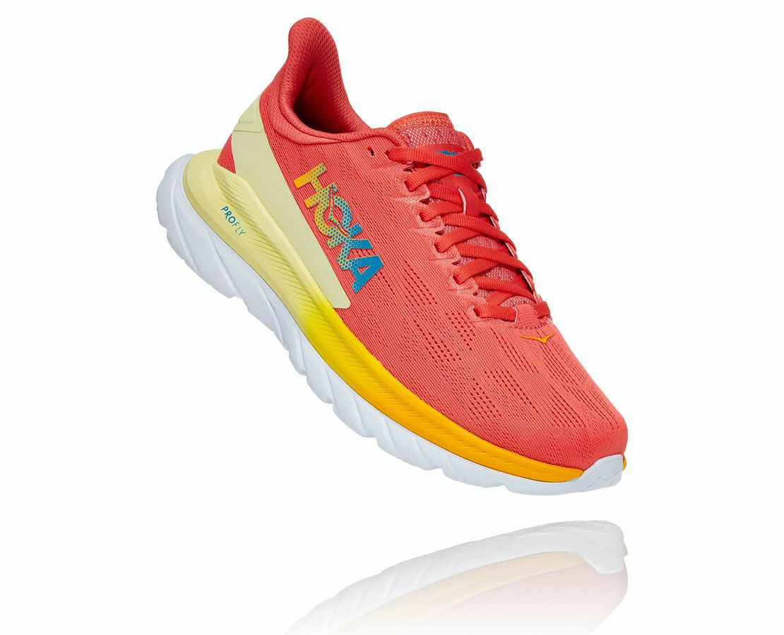 HOKA|Women's Mach 4 Hot Coral / Saffron