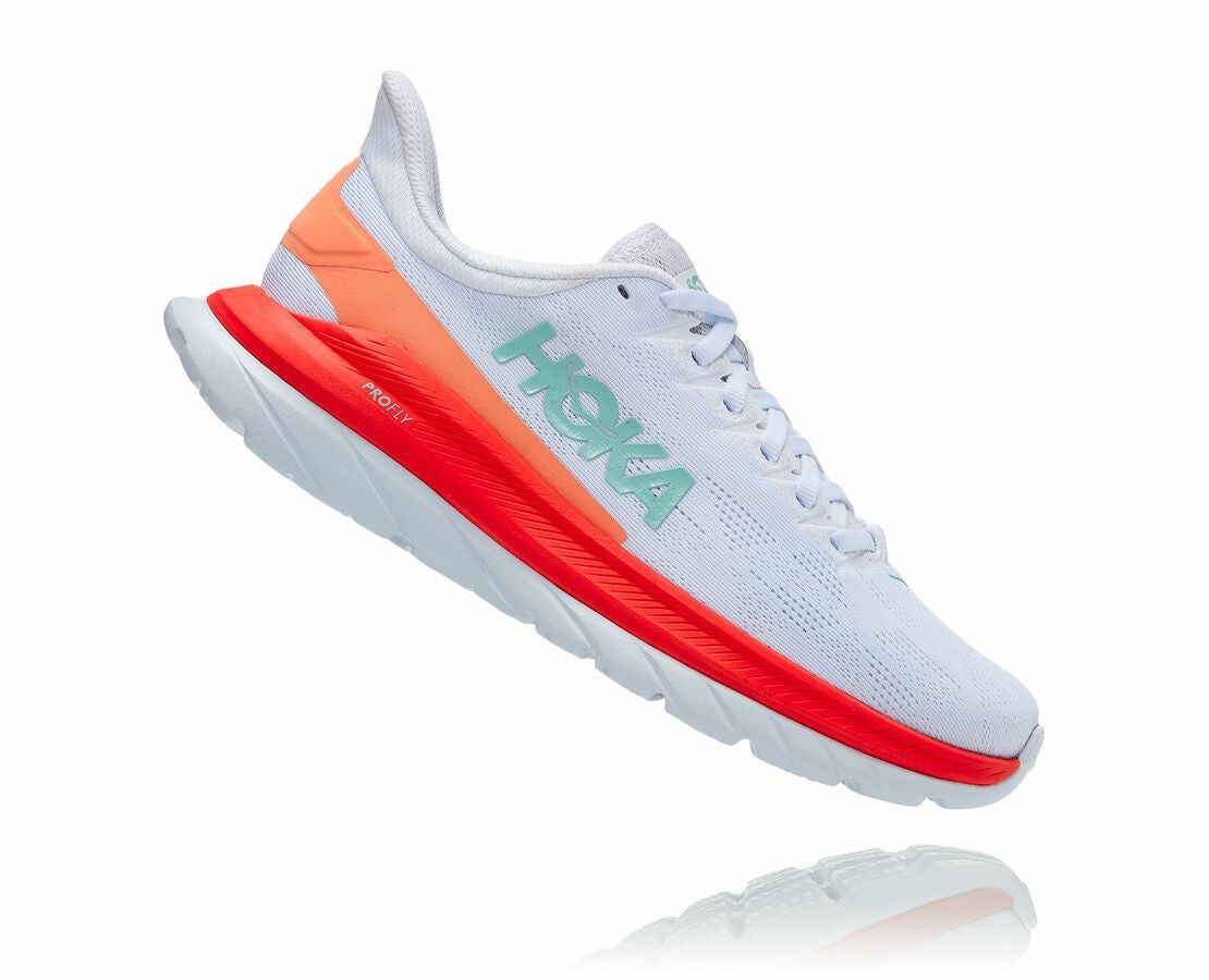 HOKA|Women's Mach 4 White / Fiesta