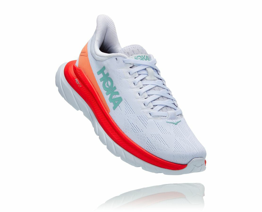 HOKA|Women's Mach 4 White / Fiesta