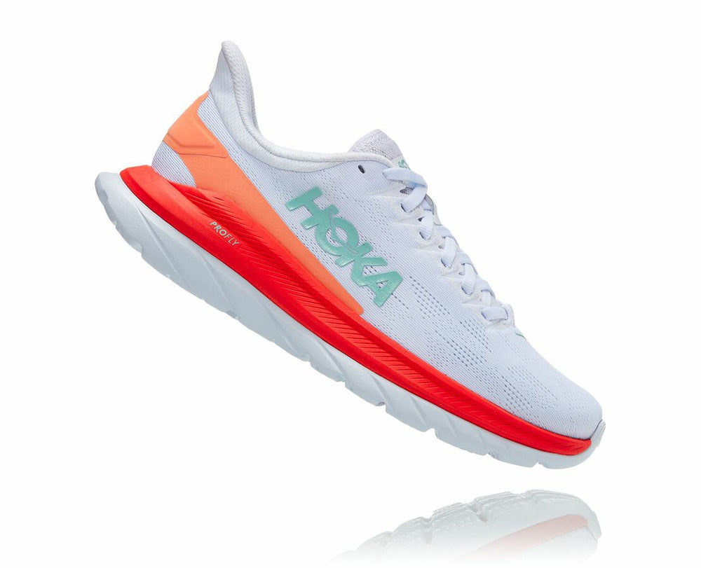 HOKA|Women's Mach 4 White / Fiesta