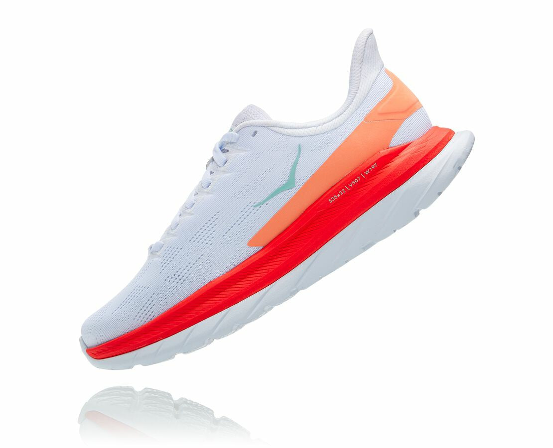 HOKA|Women's Mach 4 White / Fiesta