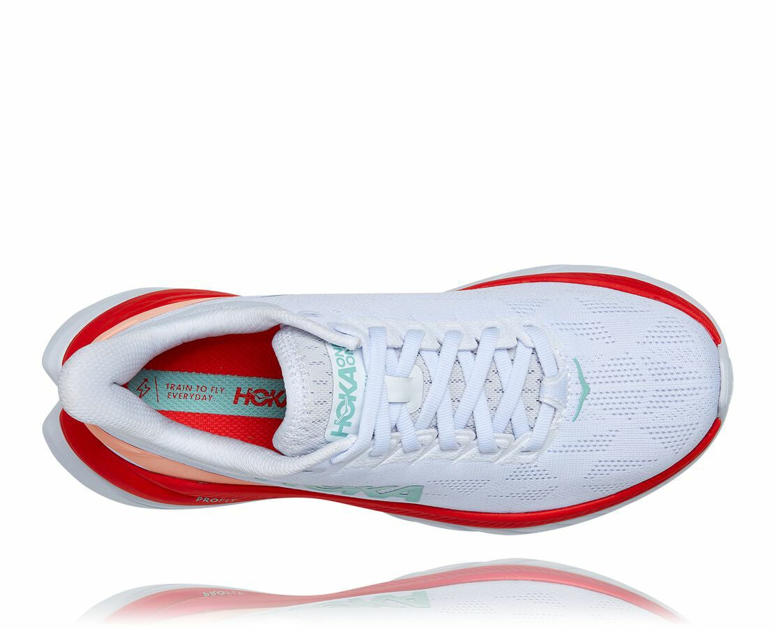 HOKA|Women's Mach 4 White / Fiesta