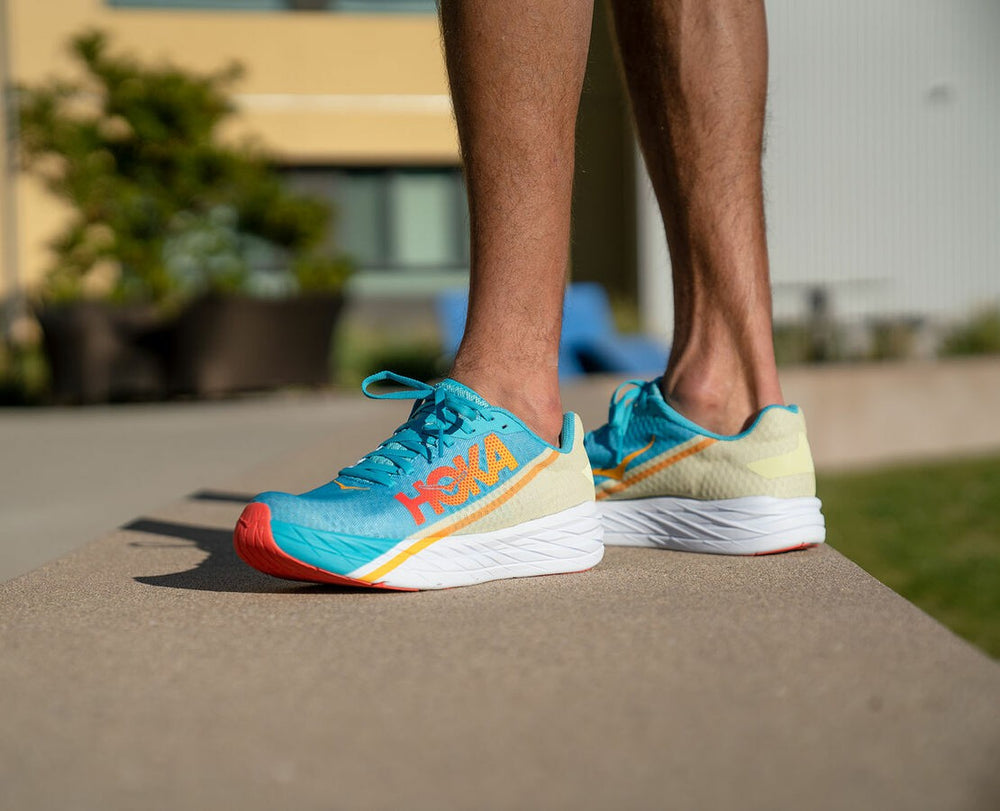 HOKA|All Gender Rocket X Scuba Blue / Luminary Green